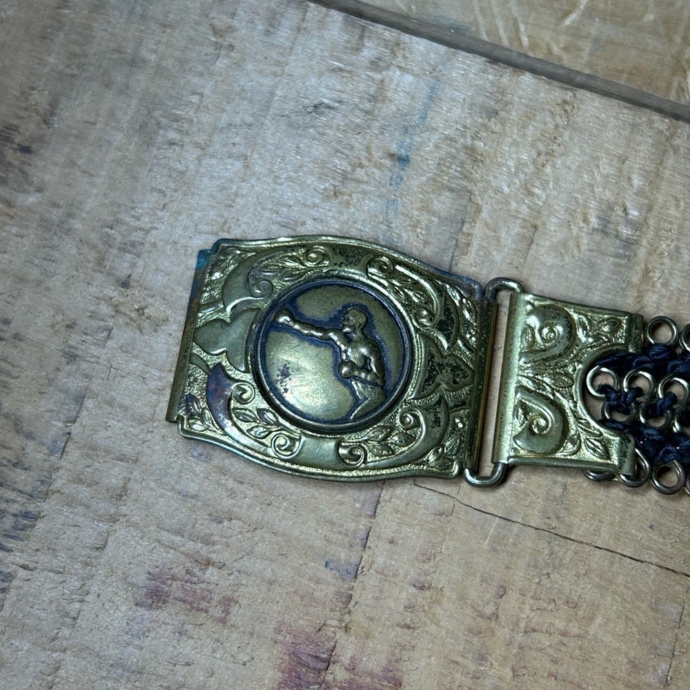 Vintage 50s Martin Brass Weave Rope Boxing Emblem Belt - Picture 4 of 5